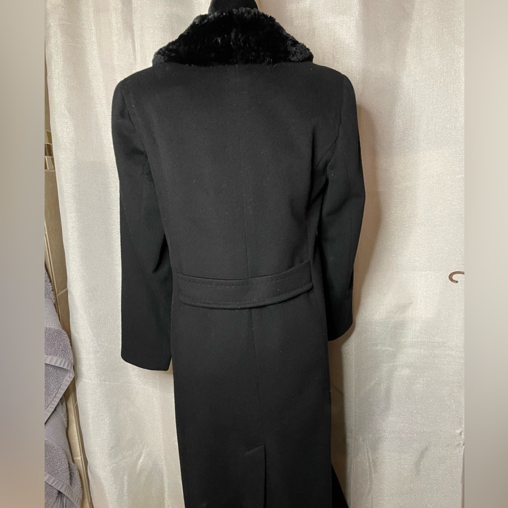 VTG Calvin Klein Made in USA, Runway 100% Merino wool fur collar Coat Size USA 6 - Picture 5 of 13